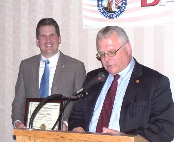 Joe Hall, from Chapter #3, receives the Department Disabled Veteran of the Year Award at the convention banquet.  Joe was also elected Department Chaplain during the convention.