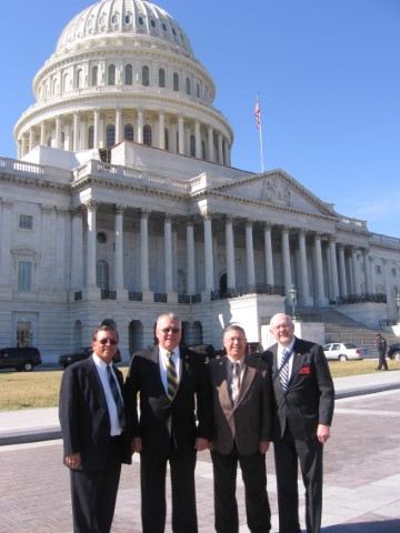 L-R - Joe Litzinger, Mike Dobmeier, Roy Fillion and Warren Tobin on the way to National Commander Donald Samuels' Testimony to the joint hearing of the Senate and House Veterans Affairs Committees.